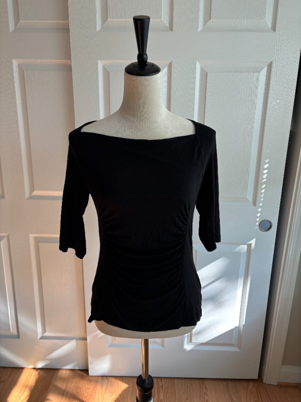 White House Black Market Black Drape Top -Size Medium
